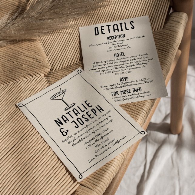 Retro handgezeichneter Rahmen Cocktail in einer Ho Einladung (Von Creator hochgeladen)