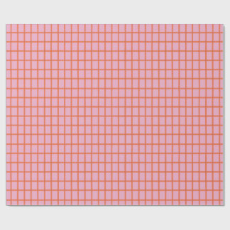 Retro Handgezeichneter roter Karo auf Rosa Geschenkpapier