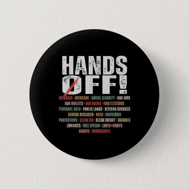 Retro Hands Off Protest Public Lands Medicare Part Button (Vorderseite)