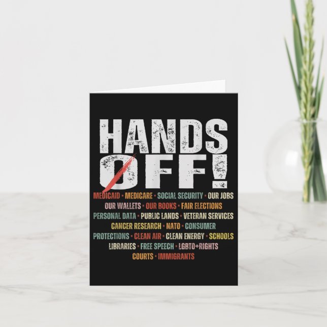 Retro Hands Off Protest Public Lands Medicare Part Karte (Vorderseite)