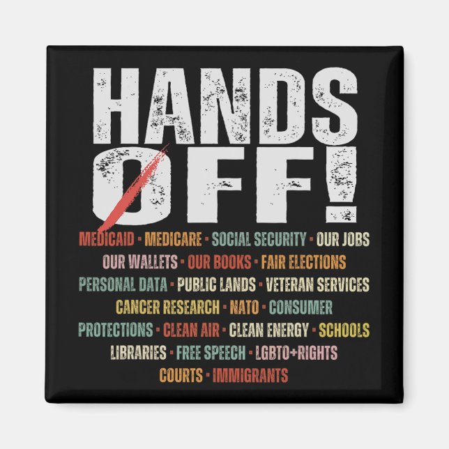 Retro Hands Off Protest Public Lands Medicare Part Magnet (Vorne)