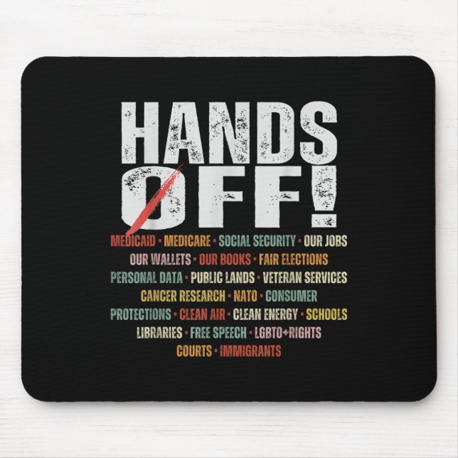 Retro Hands Off Protest Public Lands Medicare Part Mousepad (Vorne)