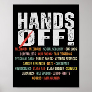 Retro Hands Off Protest Public Lands Medicare Part Poster