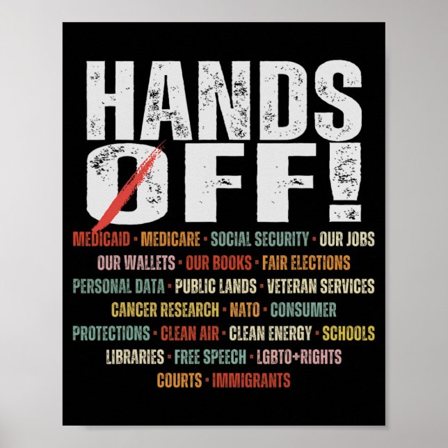 Retro Hands Off Protest Public Lands Medicare Part Poster (Vorne)
