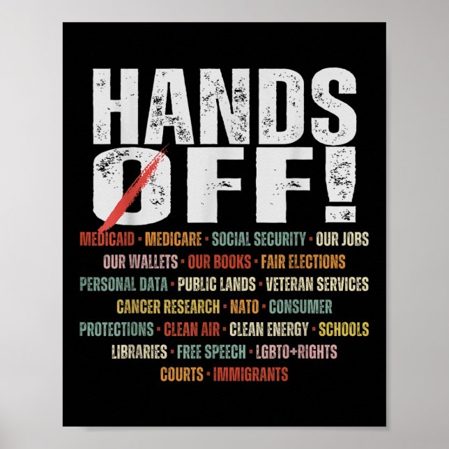 Retro Hands Off Protest Public Lands Medicare Part Poster (Vorne)