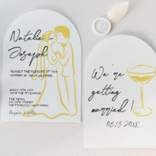 Retro-Handschriftliche Sommer-Bogen-Hochzeit Einladung