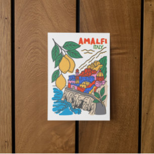 Retro-Handzeichnung Amalfi Italien Mittelmeer-Kuns Postkarte