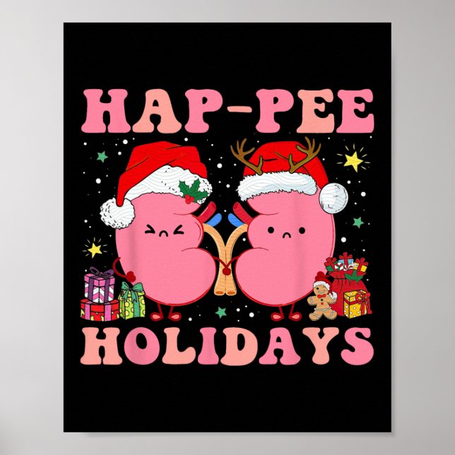 Retro Hap Pe Holidays Weihnachtsdialyse Nurse Ki Poster (Vorne)