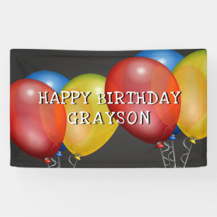 Retro Happy Birthday Balloons auf Chalkboard Banner