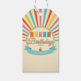 Retro Happy Birthday Gift Tags Geschenkanhänger