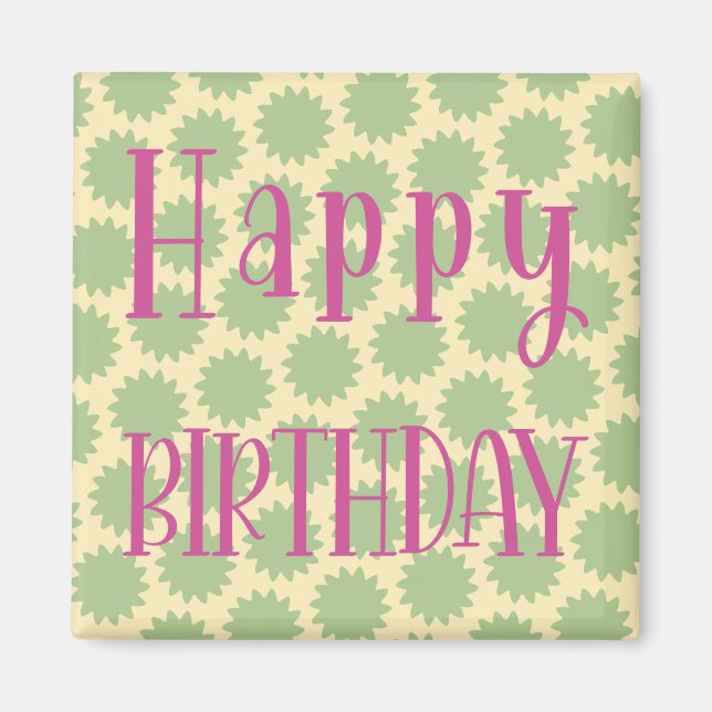 Retro Happy Birthday Magnet (Vorne)