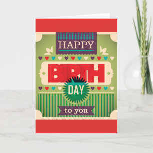 Retro Happy Birthday Typografie Karte