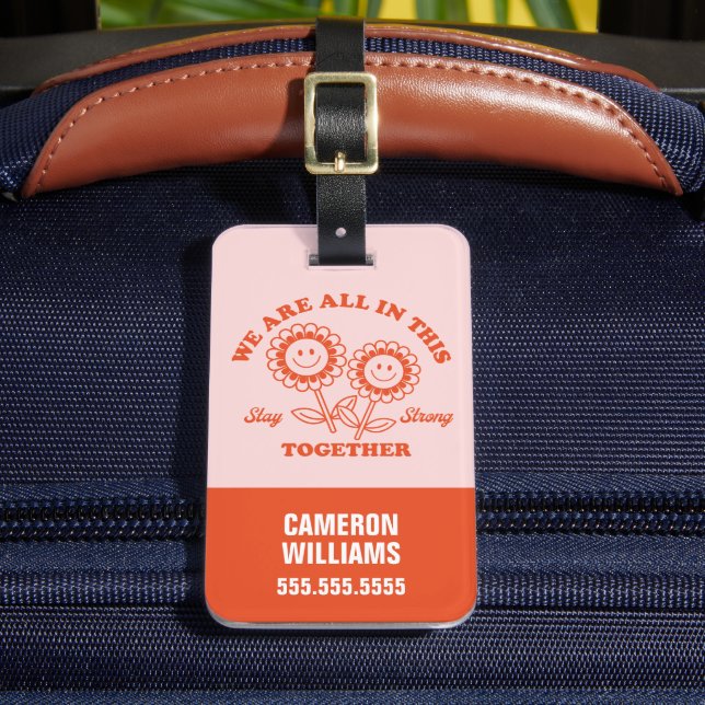 Retro Happy Blume Graphic Gepäckanhänger (Vorderseite Insitu 2)