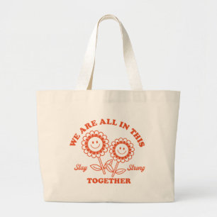 Retro Happy Blume Graphic Jumbo Stoffbeutel