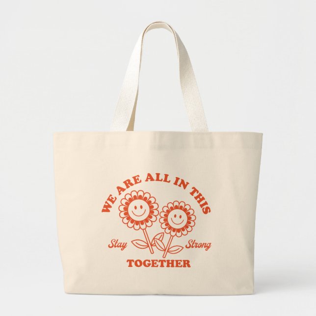 Retro Happy Blume Graphic Jumbo Stoffbeutel (Vorne)