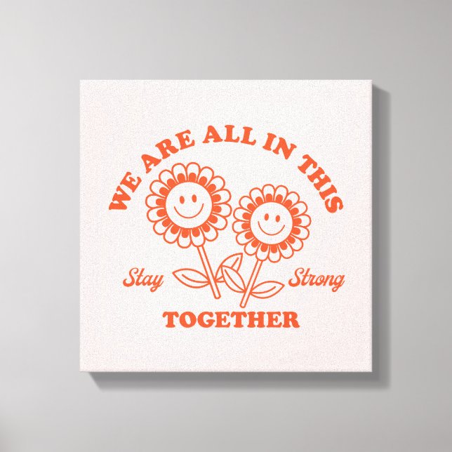 Retro Happy Blume Graphic Leinwanddruck (Vorderseite)