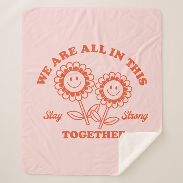 Retro Happy Blume Graphic Sherpadecke (Vorderseite)