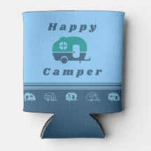 Retro Happy Camper Can Cooler in blau und Aquamari