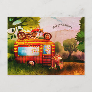Retro Happy Campers Trailer Trash anpassbar Postkarte