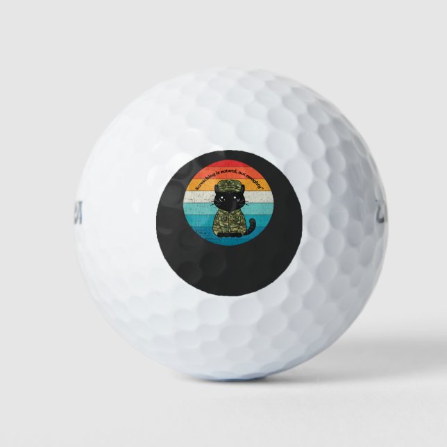 Retro Happy Cat Quote – Routine & Love Golfball (Vorderseite)