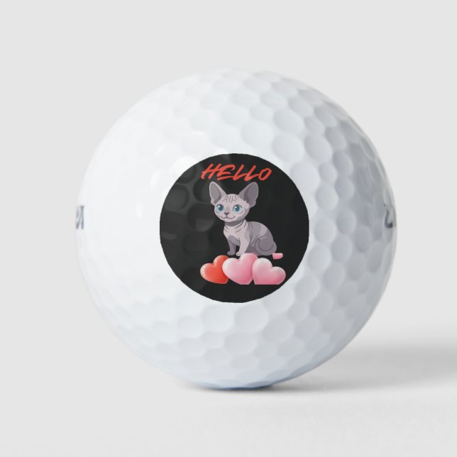 Retro Happy Cat Zitat – Routine & Liebe Golfball (Vorderseite)