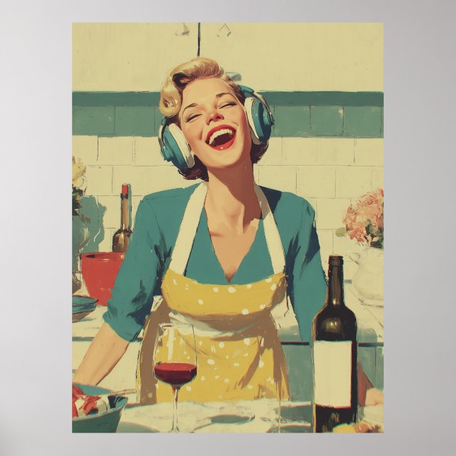 Retro Happy Cooking Vibes Poster (Vorne)