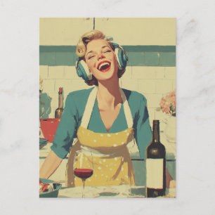 Retro Happy Cooking Vibes Postkarte
