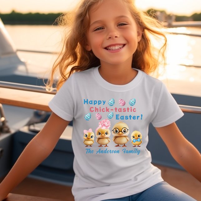 Retro Happy Easter Chicks Family T - Shirt (Von Creator hochgeladen)