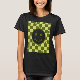 Retro Happy Face Checkered Pattern 1 T-Shirt