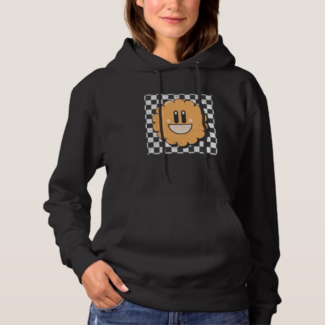 Retro Happy Face Checkered Pattern Smile Face Hoodie (Vorderseite)