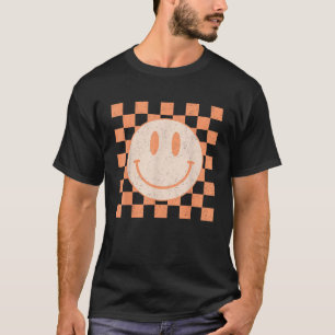 Retro Happy Face Kariertes Muster Smiley Gesicht J T-Shirt