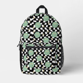 Retro Happy Face Karo und Leuchtdioden Bedruckter Rucksack