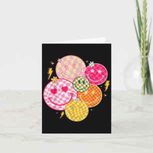 Retro Happy Face Shirt Checkered Pattern Smile Fac Karte