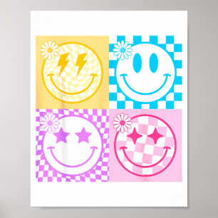 Retro-Happy-Face-Shirt Karomuster Smile-Gesicht Poster