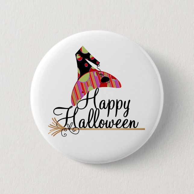 Retro Happy Halloween Button (Vorderseite)