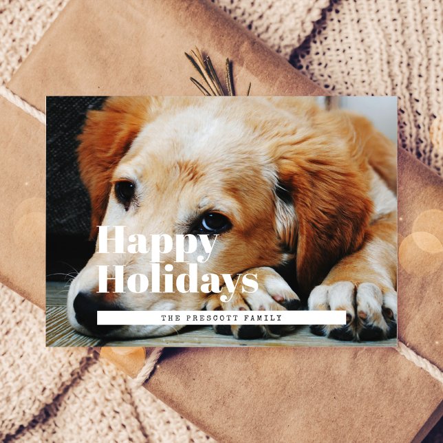 Retro Happy Holidays Foto Postkarte (Von Creator hochgeladen)