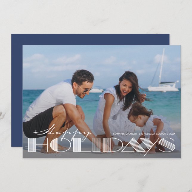 Retro Happy Holidays Typografie Weihnachten (Vorne/Hinten)