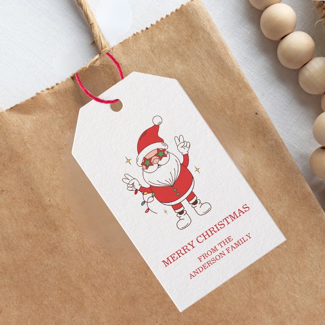 Retro Happy Holidays Weihnachten Geschenkanhänger (Von Creator hochgeladen)