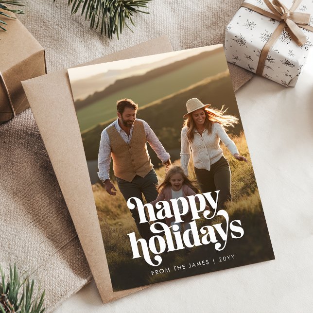 Retro Happy Holidays Weihnachten Vertikales Foto (Von Creator hochgeladen)