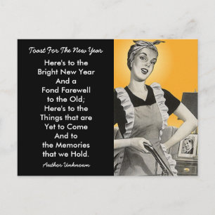 Retro Happy Homemaker Neujahrsgrüße PC Feiertagspostkarte