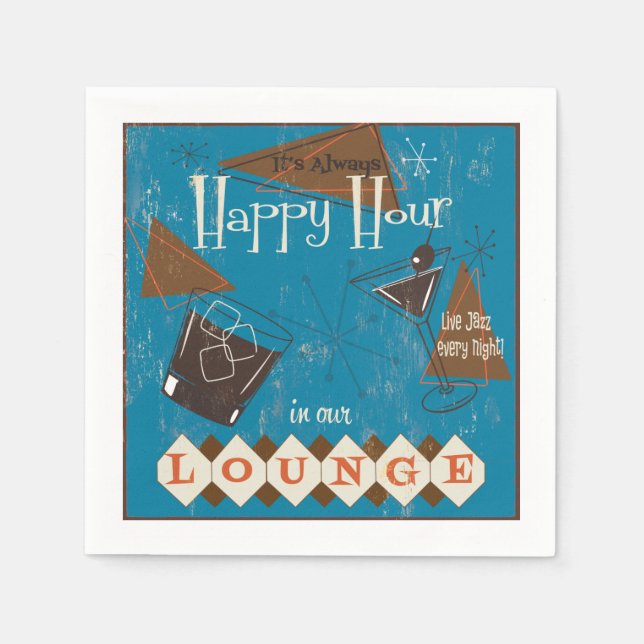 Retro Happy Hour Cocktail Napkins Serviette (Vorderseite)