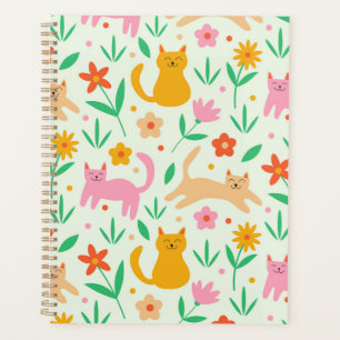 Retro Happy Katzen mit orangefarbenen und pfirsich Planer