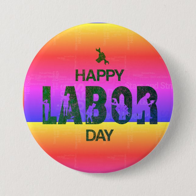 Retro Happy Labour Day in Retro Blue Button (Vorderseite)