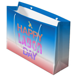 Retro Happy Labour Day in Retro Red Große Geschenktüte