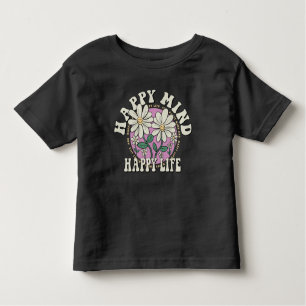 Retro Happy Mind Happy Life Kleinkind T-shirt