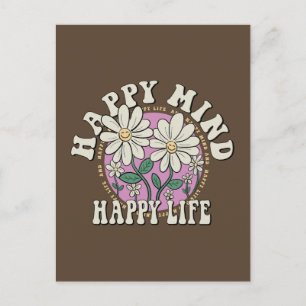 Retro Happy Mind Happy Life Postkarte
