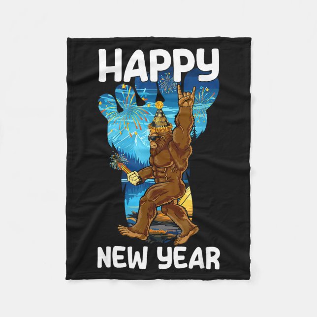 Retro Happy New Year 2026 Bigfoot Lovers New Years Fleecedecke (Vorderseite)