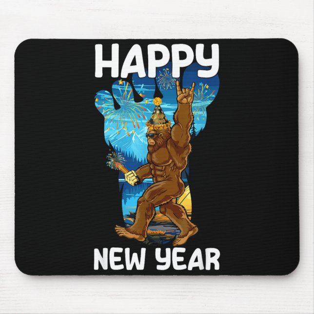 Retro Happy New Year 2026 Bigfoot Lovers New Years Mousepad (Vorne)