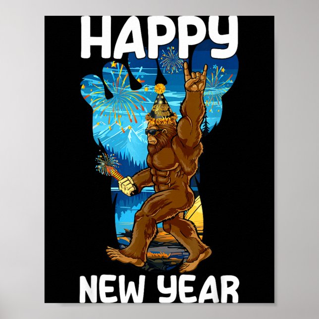 Retro Happy New Year 2026 Bigfoot Lovers New Years Poster (Vorne)