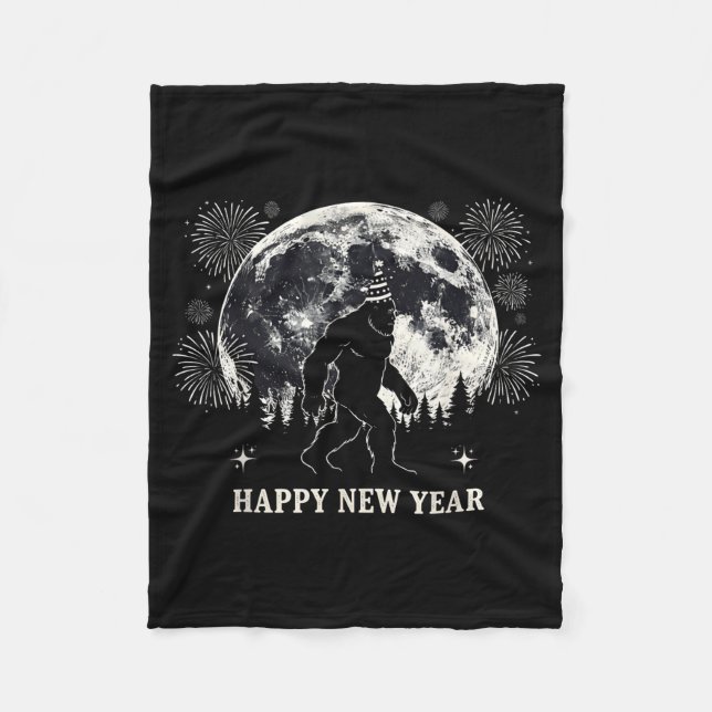 Retro Happy New Year 2026 Bigfoot Night New Years  Fleecedecke (Vorderseite)